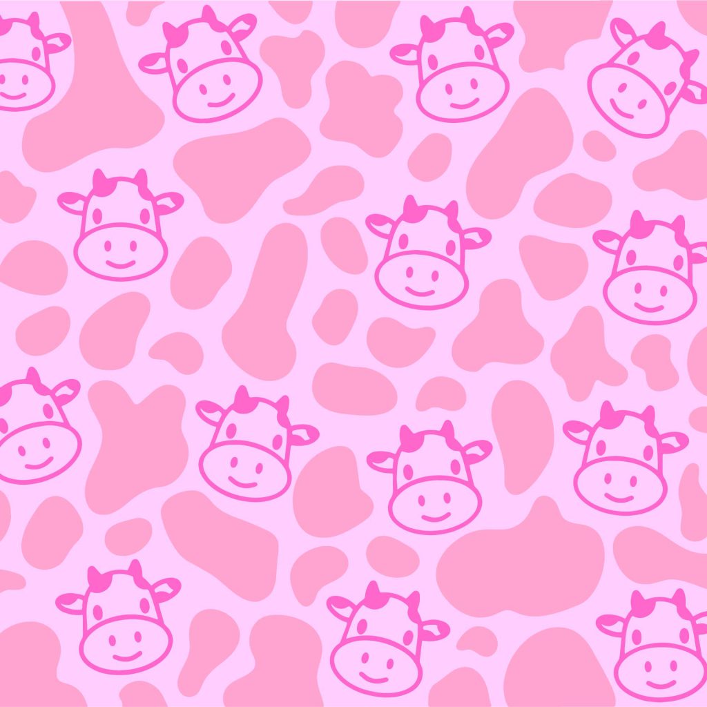 Pink Cute Cow Print Square Wallpaper