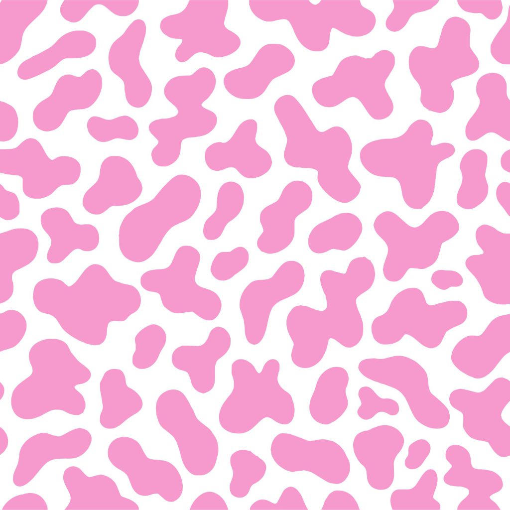 White and Pink Cow Print Square Wallpaper